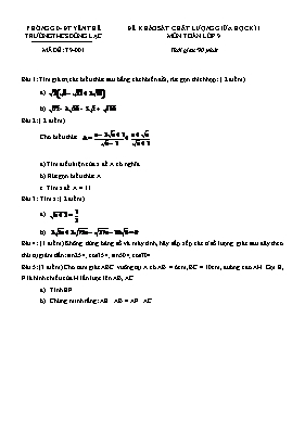 Đề khảo sát chất lượng giữa học kì I môn Toán lớp 9 - Mã đề T9-004